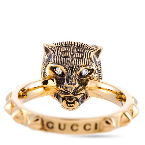 gucci feline ring gold|Gucci tote with cat.